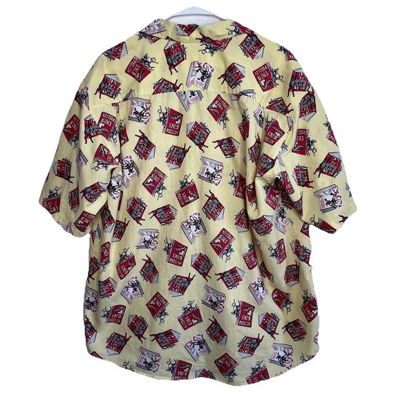 Vintage Johnny Cotton Shirt Large Yellow Button Up Western Guns Cowboy USA Q16 - Picture 3 of 4